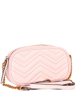 Chevron Quilted Crossbody Bag 6648 PINK
